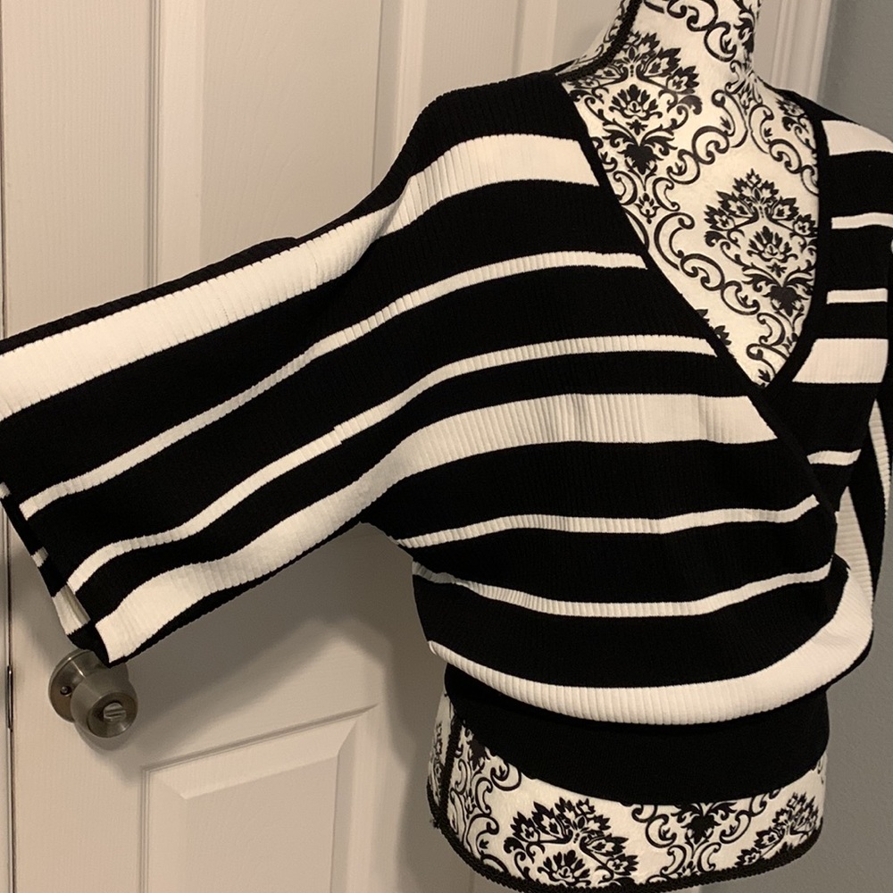 NY&C black and white striped knit top Gabrielle Union collection